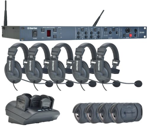 Clear-Com EU-4-Up DX410 belt pack system w/ CC-15 headsets